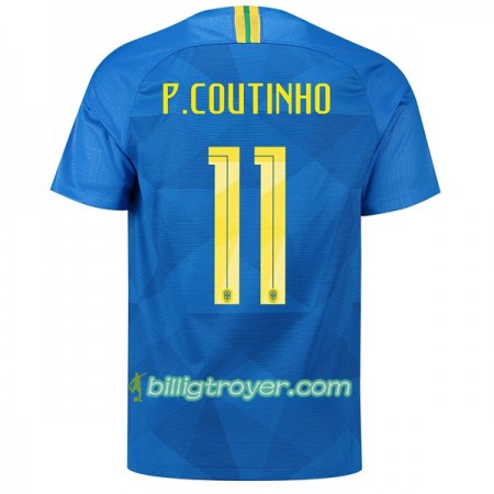 Billige Fotballdrakter Brasil P.Coutinho 11 VM 2018 Bortedraktsett Kortermet